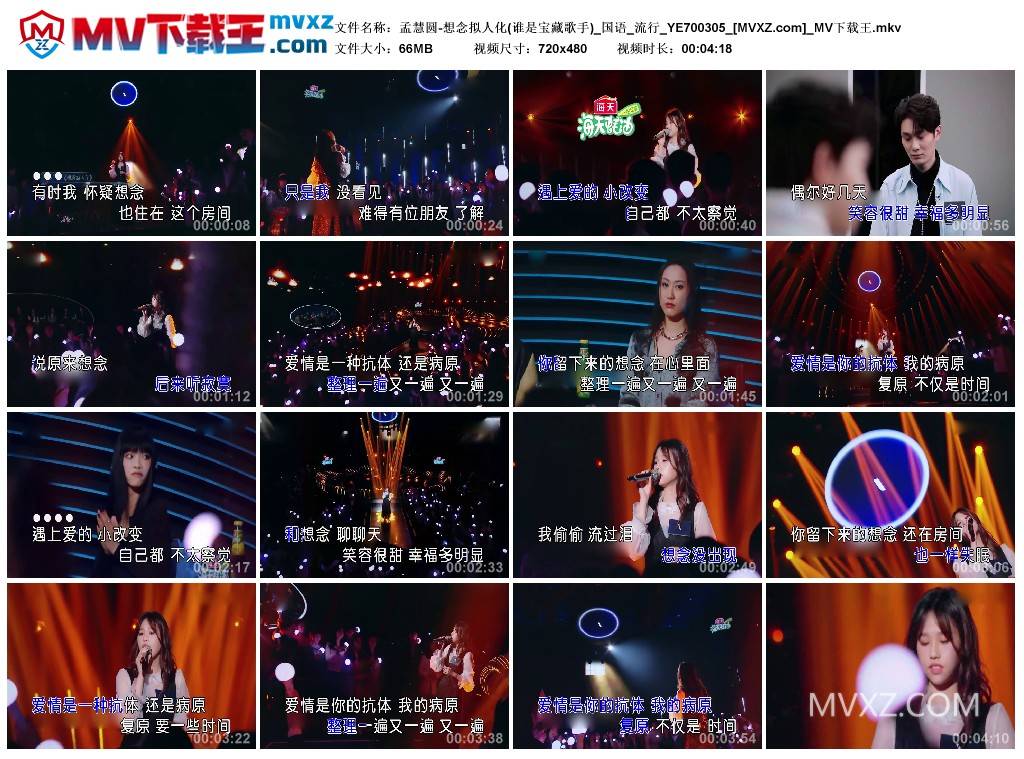 孟慧圆-想念拟人化(谁是宝藏歌手)_国语_流行_YE700305